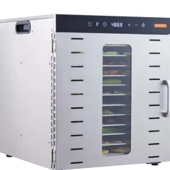 Dehydratorer>10 bakker mad dehydrator i rustfrit stål, 1000W til jerky og frugt tørring. Effektiv og holdbar!