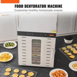 Dehydratorer>10 bakker mad dehydrator i rustfrit stål, 1000W til jerky og frugt tørring. Effektiv og holdbar!
