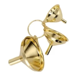 3 dele guld rustfrit stål tragtsæt køkkenolie flydende metal til konservering køkkenredskaber Sale