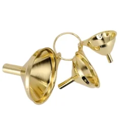 3 dele guld rustfrit stål tragtsæt køkkenolie flydende metal til konservering køkkenredskaber Sale