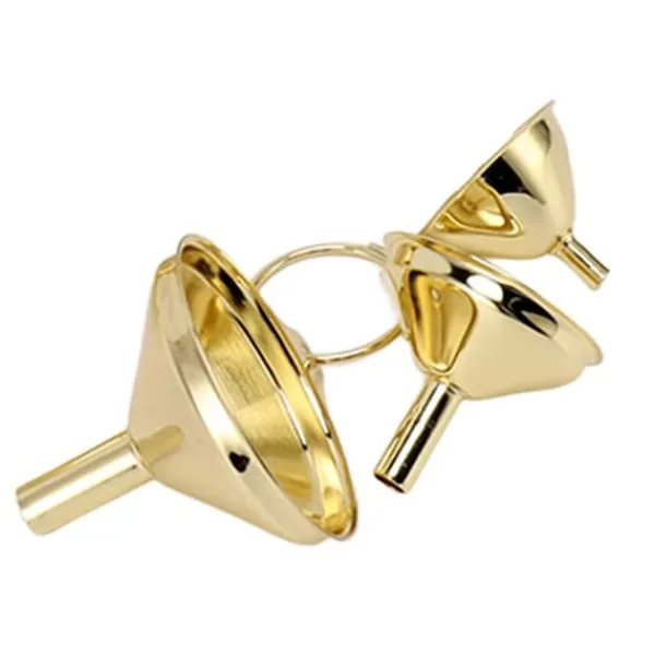 3 dele guld rustfrit stål tragtsæt køkkenolie flydende metal til konservering køkkenredskaber Sale