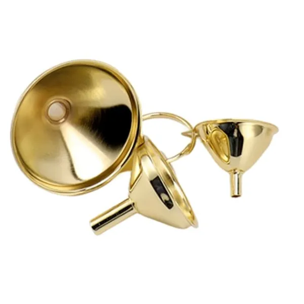 3 dele guld rustfrit stål tragtsæt køkkenolie flydende metal til konservering køkkenredskaber Sale