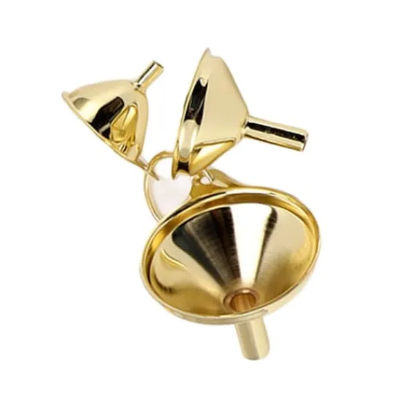 3 dele guld rustfrit stål tragtsæt køkkenolie flydende metal til konservering køkkenredskaber Sale