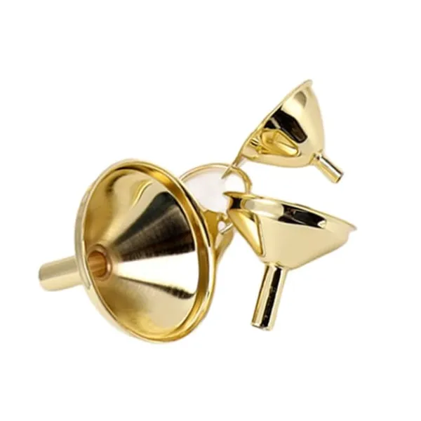 3 dele guld rustfrit stål tragtsæt køkkenolie flydende metal til konservering køkkenredskaber Sale