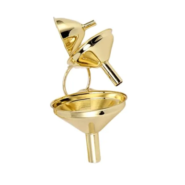 3 dele guld rustfrit stål tragtsæt køkkenolie flydende metal til konservering køkkenredskaber Sale