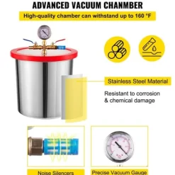 3 Gallon 12L Vakuumkammer Multifunktionspumpe 85L/Min 3CFM Stål Vakuumpumpe til Effektivt Undervakuum Hot