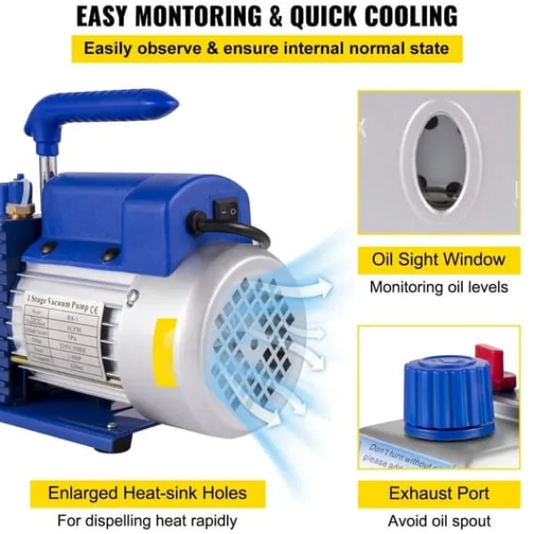 3 Gallon 12L Vakuumkammer Multifunktionspumpe 85L/Min 3CFM Stål Vakuumpumpe til Effektivt Undervakuum Hot