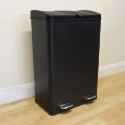 60 L Dubbla Soptunnor med pedaler | Svart Outlet