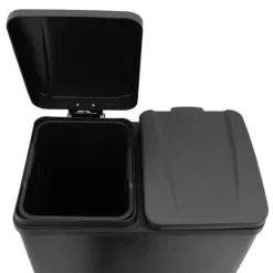 60 L Dubbla Soptunnor med pedaler | Svart Outlet