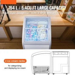 Frysere>154 L Kommercielt Gelato Dyppefryseskab, Is-udstillingsskab, Effektiv Køling, Ideelt til Isbutikker