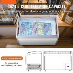 Frysere>362 L Kommercielt is-udstillingsskab, Gelato Dyppefryseskab, energieffektiv, holdbar konstruktion, optimal opbevaring
