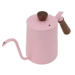 Elkedel>600 ml svanehals kaffekedel 304 rustfrit stål lang tud kedel træhåndtag hæld over kaffe tekande Pink