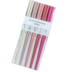 Bestik>5 par ottekantede sushi spisepinde japansk stil spidse spisepinde sæt modefarvede PET plastik spisepinde G