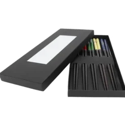 5 par træ spisepinde sæt smukke trykte service spidse hoved sushi spisepinde til hjemmet Clearance