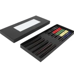 5 par træ spisepinde sæt smukke trykte service spidse hoved sushi spisepinde til hjemmet Clearance