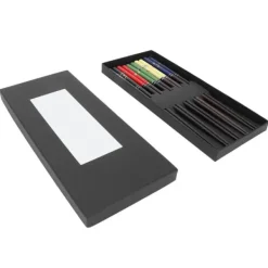 5 par træ spisepinde sæt smukke trykte service spidse hoved sushi spisepinde til hjemmet Clearance