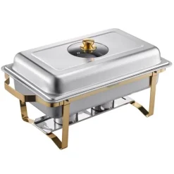 4 Qt 2 Pak Rektangel Chafing Dish Sæt, Halvstørrelse Pan, Rustfrit Stål Buffet Sæt
