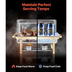 4 Qt 2 Pak Rektangel Chafing Dish Sæt, Halvstørrelse Pan, Rustfrit Stål Buffet Sæt