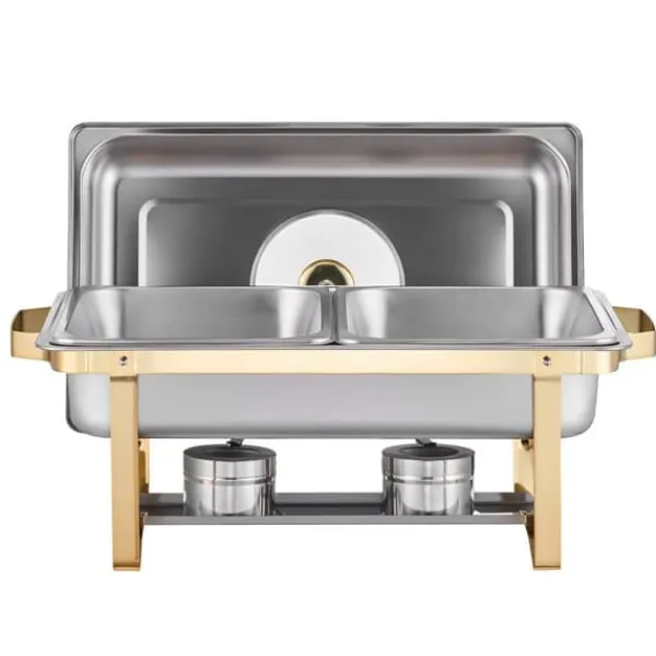 4 Qt 2 Pak Rektangel Chafing Dish Sæt, Halvstørrelse Pan, Rustfrit Stål Buffet Sæt