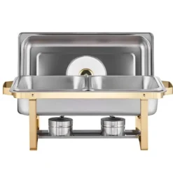 4 Qt 2 Pak Rektangel Chafing Dish Sæt, Halvstørrelse Pan, Rustfrit Stål Buffet Sæt