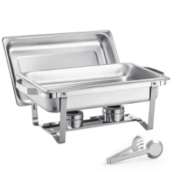 8 Qt Gnidningsfad i Rustfrit Stål, 4-Pak Buffetsæt, Fuld Størrelse Rektangel Pande Outlet