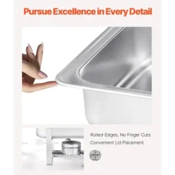 8 Qt Gnidningsfad i Rustfrit Stål, 4-Pak Buffetsæt, Fuld Størrelse Rektangel Pande Outlet