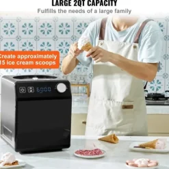 2 Quart Automatisk Ismaskine - Elektrisk Yoghurt og Gelato - Sort Hot