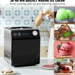 2 Quart Automatisk Ismaskine - Elektrisk Yoghurt og Gelato - Sort Hot