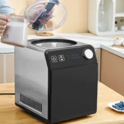 2 Quart Automatisk Ismaskine - Elektrisk Yoghurt og Gelato - Sort Hot