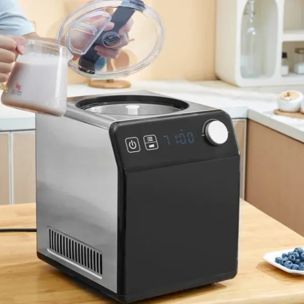 2 Quart Automatisk Ismaskine - Elektrisk Yoghurt og Gelato - Sort Hot