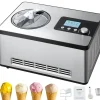 2 Quart Automatisk Ismaskine til Yoghurt & Gelato, Elektrisk, Sølvfinish Hot