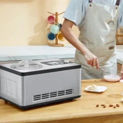 2 Quart Automatisk Ismaskine til Yoghurt & Gelato, Elektrisk, Sølvfinish Hot