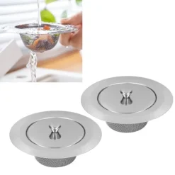 2 st Diskbänkssil Rostfritt stål Rostfritt diskbänkstoppfilter med lock för diskbänksavlopp