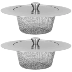 2 st Diskbänkssil Rostfritt stål Rostfritt diskbänkstoppfilter med lock för diskbänksavlopp