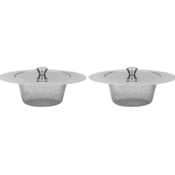 2 st Diskbänkssil Rostfritt stål Rostfritt diskbänkstoppfilter med lock för diskbänksavlopp