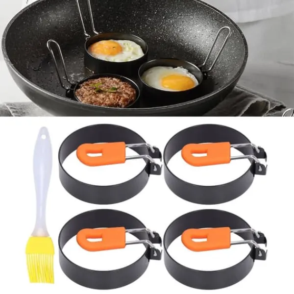 4 st äggformar Enkel urformning Bra värmeisolering Säker ofarlig cirkel äggkokare med borste Online