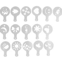 Mad- & Drikkeskabeloner>16 ST Kaffeschabloner Multipurpose tårtdekorationsschabloner för DIY Kaffekaka Fondant Choklad Cappuccino