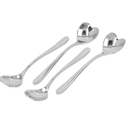 4 st kaffesked rostfritt stål hjärtformad te efterrätt socker omrörningssked för café