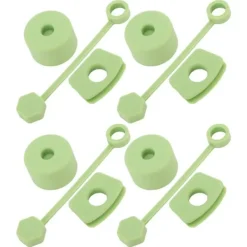 4 sæt silikone-spildsikker prop-sæt Tumler-tilbehør inklusive strådæksel-hætte Firkantet lækageprop Rund låg prop-prop Grøn Hot