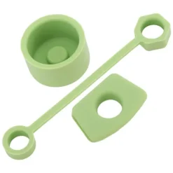 4 sæt silikone-spildsikker prop-sæt Tumler-tilbehør inklusive strådæksel-hætte Firkantet lækageprop Rund låg prop-prop Grøn Hot