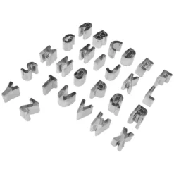 26 stk Alphabet Cookie Cutters Kapital rustfrit stål æske pakket brev kiks udskærere til DIY kage chokolade bagning
