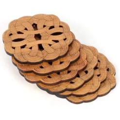 6 stk. bambusunderlag til tekop, skoldningssikker varmeisolering, teceremoniudstyr (type 2) Hot