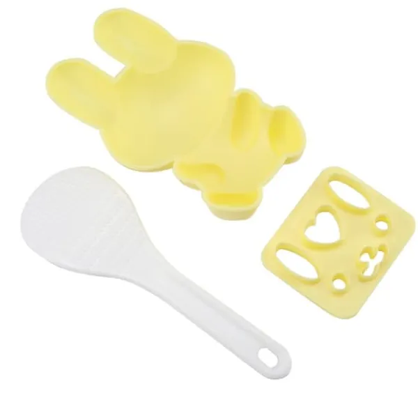 3 stk. fødevaregodkendt PP tegneseriekaninmodel sushirisform gør-det-selv håndværk onigiri lave værktøj (gul) Clearance