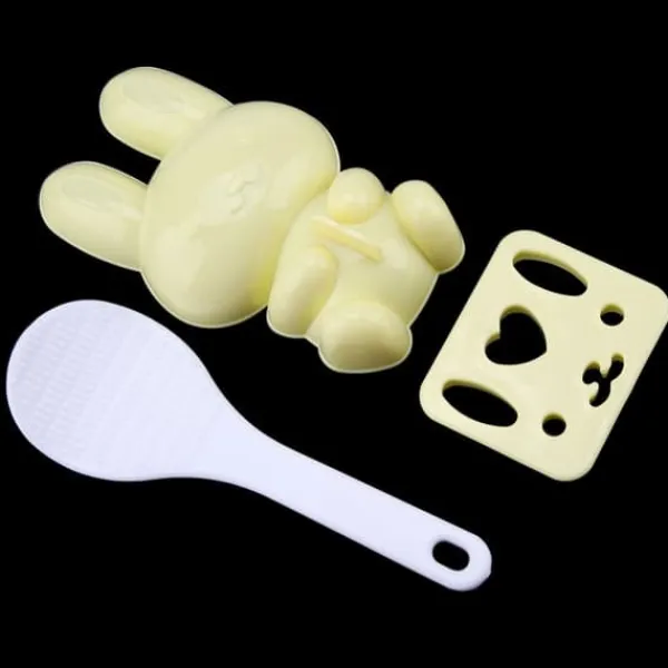 3 stk. fødevaregodkendt PP tegneseriekaninmodel sushirisform gør-det-selv håndværk onigiri lave værktøj (gul) Clearance