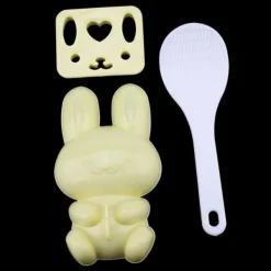 3 stk. fødevaregodkendt PP tegneseriekaninmodel sushirisform gør-det-selv håndværk onigiri lave værktøj (gul) Clearance