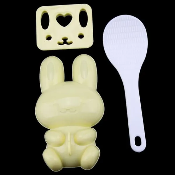 3 stk. fødevaregodkendt PP tegneseriekaninmodel sushirisform gør-det-selv håndværk onigiri lave værktøj (gul) Clearance
