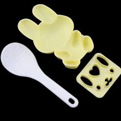 3 stk. fødevaregodkendt PP tegneseriekaninmodel sushirisform gør-det-selv håndværk onigiri lave værktøj (gul) Clearance