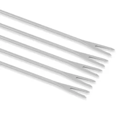 6 stk fonduegafler i rustfrit stål ostefonduestave Smore-pinde med træhåndtag varmebestandig til chokoladeost New