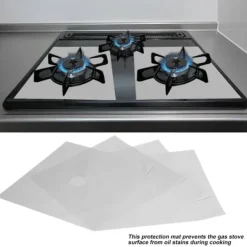 4 stk. gaskomfur brænderbeskytter non-stick oliebeskyttelsesmåtte køkkenredskab (sølv) New