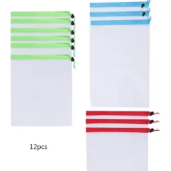 12 stk. genanvendelige frugt- og grøntsagsposer til grøntsager og legetøj Hot